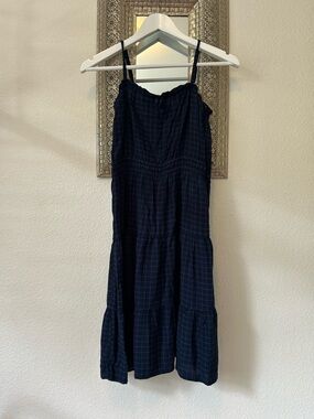Girl’s Navy Check Tiered Sundress